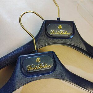 Brooks Brothers Heavyweight Suit Hangers Gold Hooks Set 16 NS 18 Suede Dark Blue